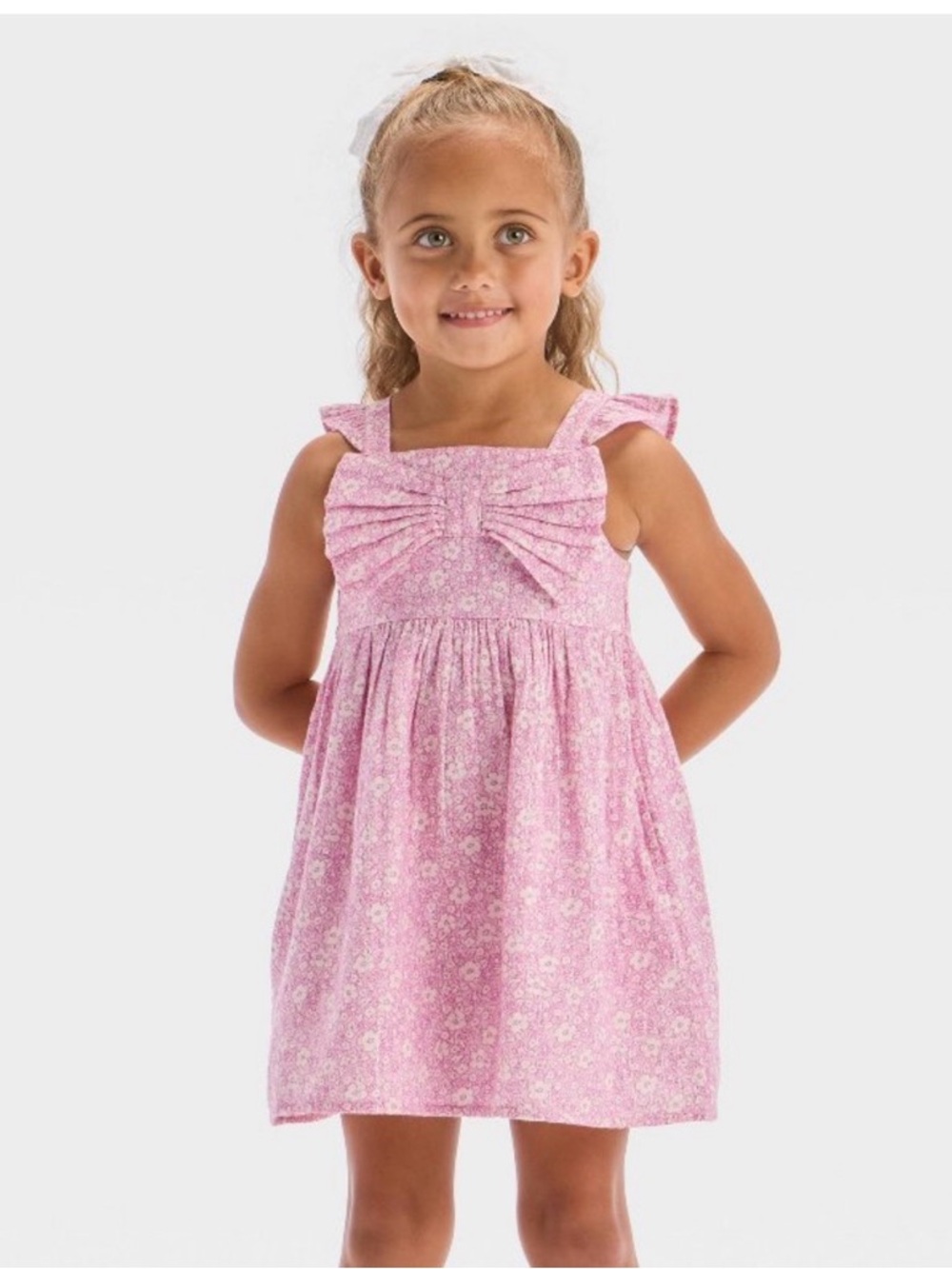 Cat & Jack Pink Floral Bow Dress